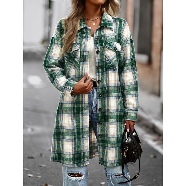 ELSSIME Women's Retro Plaid Long Cardigan Shirt Jacket Coats for Women