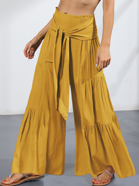 Casual Wide Leg Pleated Pants (Longer Version) HCZEXKHKFK