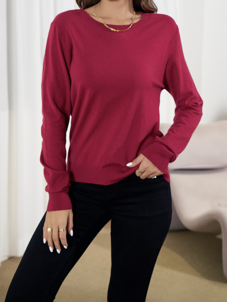 Essential Round-neck Long-sleeved  Sweater HX9E5PQ7CB