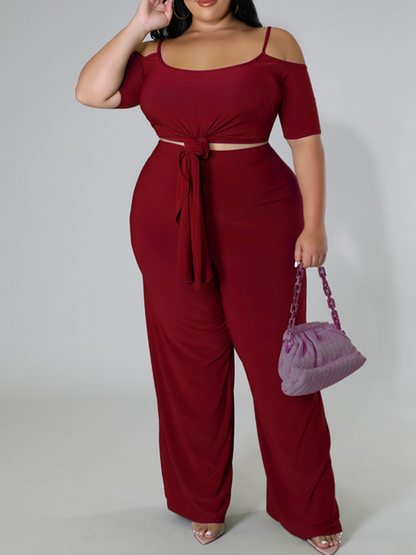 Solid Color Slip Top Two-Piece Set HWULYU3UR2