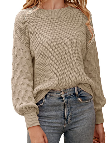 Casual Long Sleeve Crewneck Knit Pullover Sweater H4UA3RQX9Q