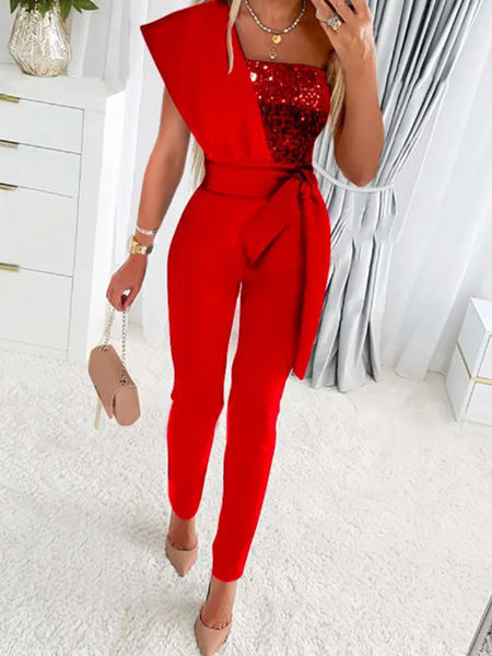 Sleeveless Waistband Slim-Fit Jumpsuit HWF59M8M8H