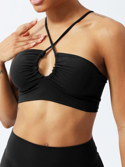 Women‘s Halter Neck Cut-Out Sports Bra Strappy Bikini Top HEDVBM8HVV