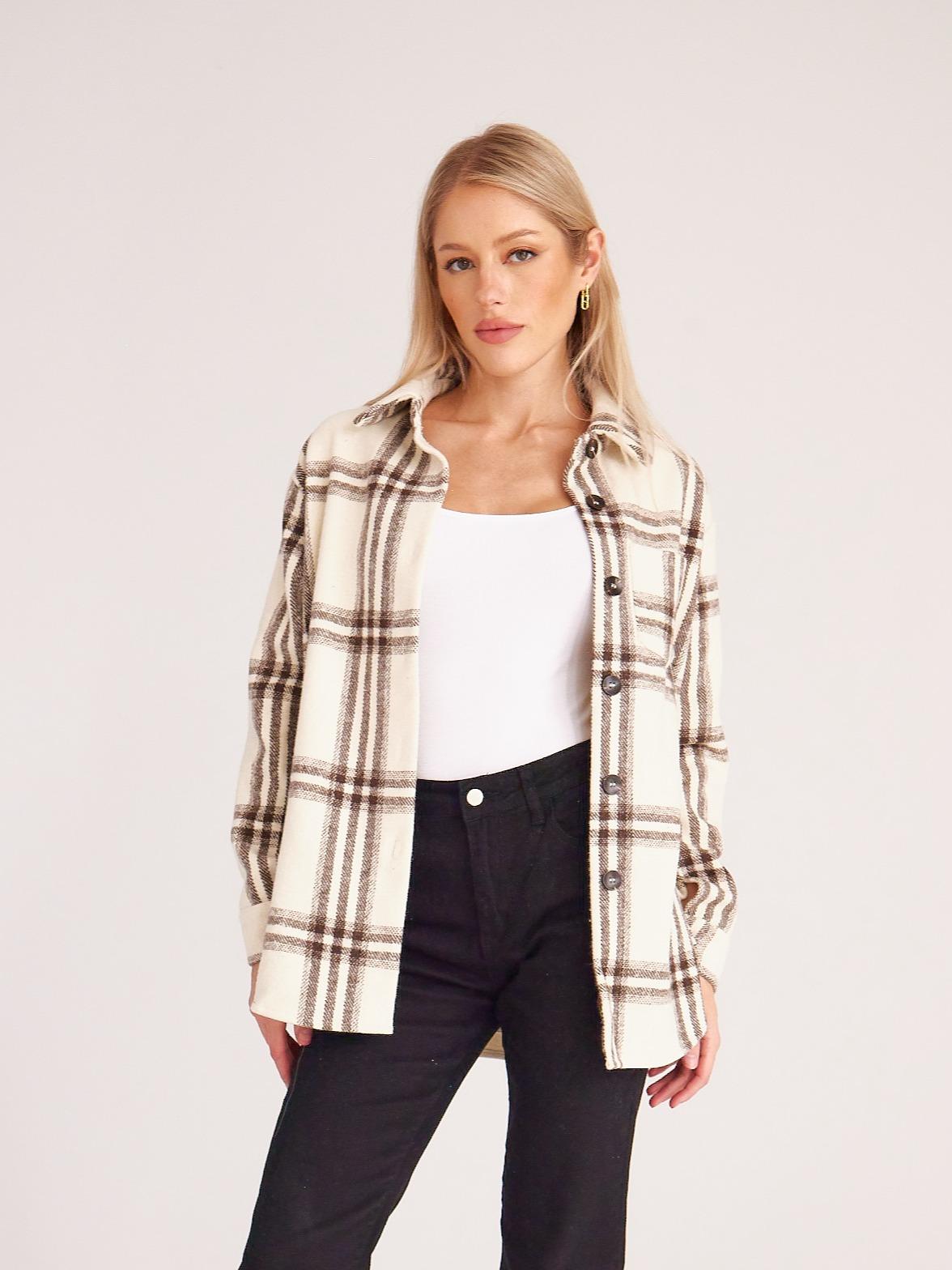 Women's Shirt Classic Plaid Shirt Jacket HXDNZ8ZQBS