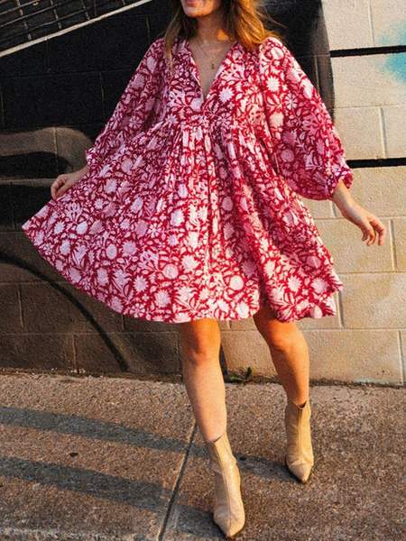 Floral Tie Loose Dress HWUWNZK5X3