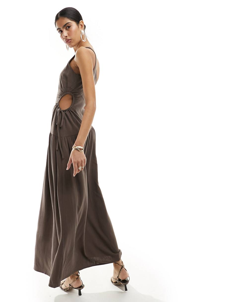 Women's Sleeveless One Shoulder Open Waist Dress YDR240415008