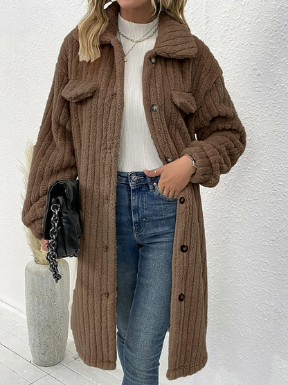 Drop Shoulder Stripped Long Sleeve Coat HW56V44TR3