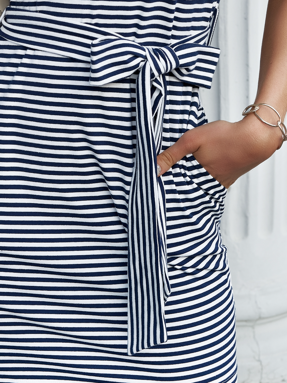 ELSSIME Women's 2024 NEW Dress Striped Short Sleeve T-shirt Dress with Pocket