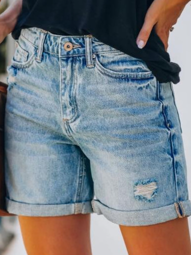 rolled edge denim shorts HWFDMPRKBZ