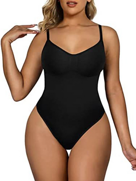 ELSSIME Women's Seamless shapewear bodysuit with tummy control