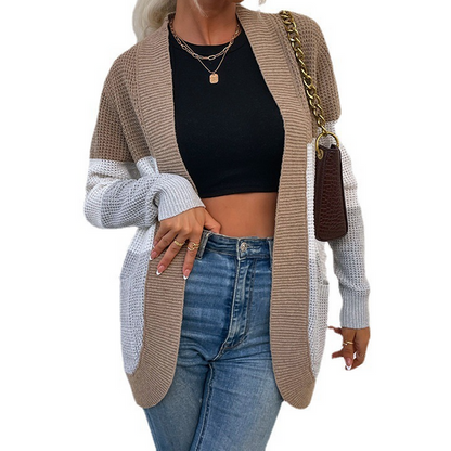 Knitted Sweater Color-blocked Cardigan HWWK3SCWZH