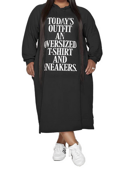 Printed Hooded Sweatshirt Dress HW53DULXFY