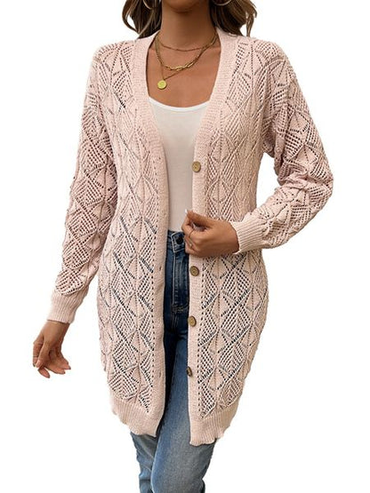 Women's Single Breasted Cardigan Sweaters Open Front Knit Long Sleeve Coat HWRT7AF7AR