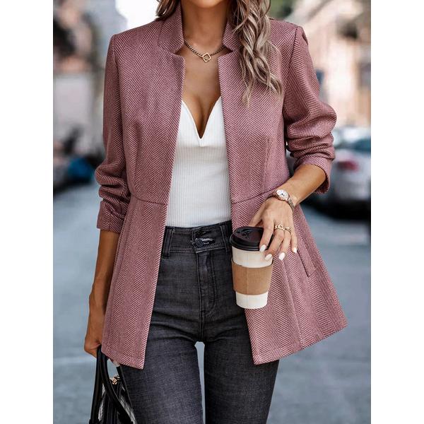 ELSSIME Women's High Collar Long Sleeve Blazer Jacket