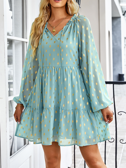 Gilded Polka Dot Long-Sleeved Dress HFL7FFFMQU