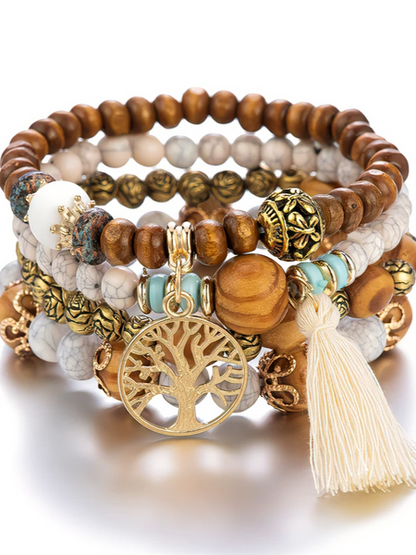 Bohemian style multilayer wooden bead bracelet H8CWHW6SZH