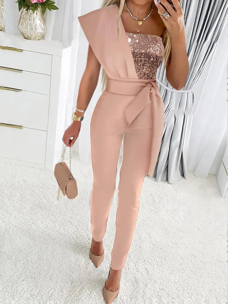 Sleeveless Waistband Slim-Fit Jumpsuit HWF59M8M8H