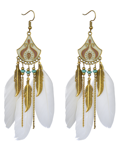 Vintage Feather Earrings H8CWHW6XEH