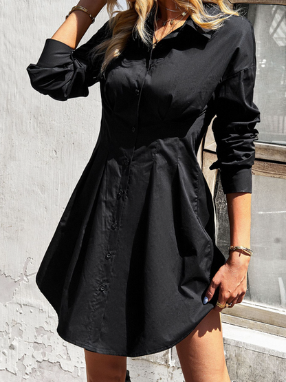 Slim Waist Pleated Shirt Dress  HWWK3TLQNZ