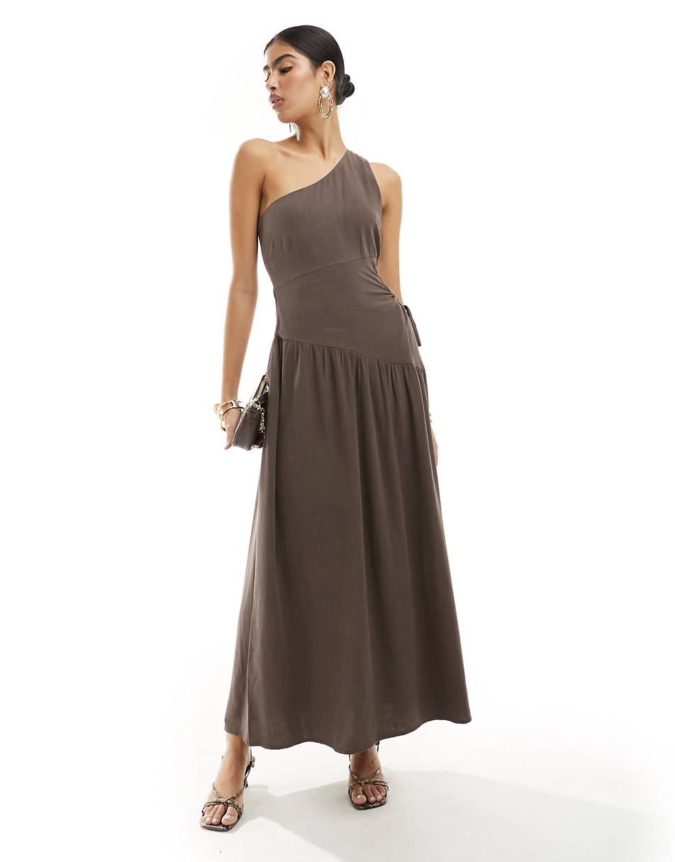 Women's Sleeveless One Shoulder Open Waist Dress YDR240415008