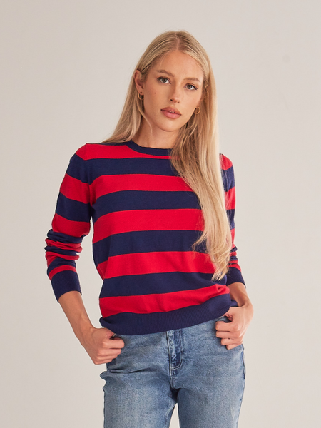 ELSSIME Women's Long Sleeve Striped Sweater H4UAZB7XUY