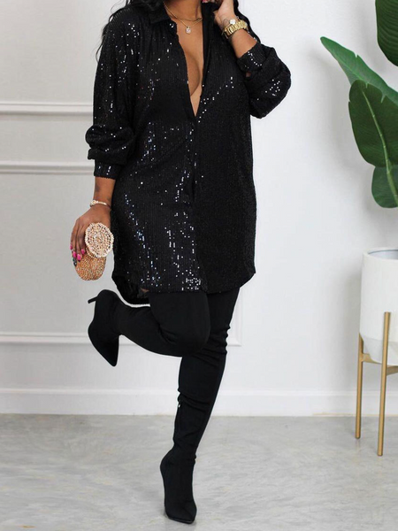 Sexy Sequin Shirt Dress HW5823PC4M