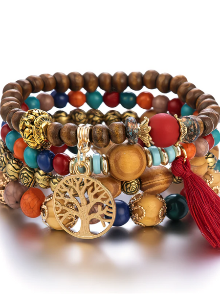 Bohemian style multilayer wooden bead bracelet H8CWHW6SZH