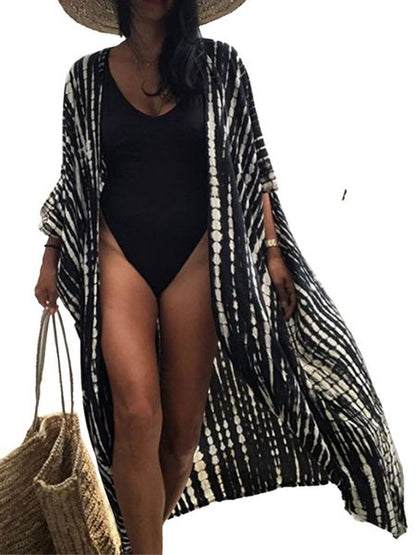 Tie-dye Print Beach Kimono Long Cardigan Blouse Loose Tops Cover Up
 HEL4ZS2FRU