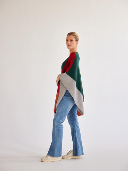 ELSSIME Women's Plaid Loose Knit Cardigan Women's Jacket Poncho