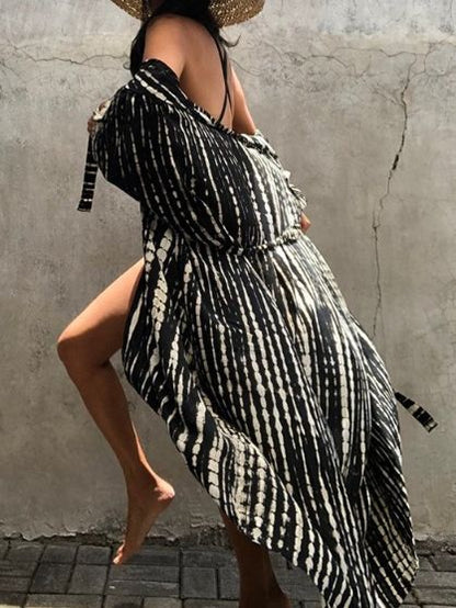 Tie-dye Print Beach Kimono Long Cardigan Blouse Loose Tops Cover Up
 HEL4ZS2FRU