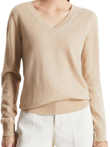 ELSSIME Women's V-neck Essential Sweater