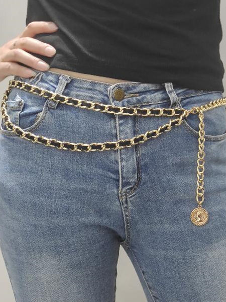 Punk Multi-Layered Chain With A Velvet Belt HND7S5H9YK