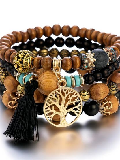 Bohemian style multilayer wooden bead bracelet H8CWHW6SZH